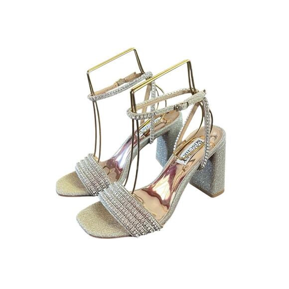 Badgley Mischka Becca Jeweled Dressy Block Heel Sandals NEW Size 6.5 - Picture 4 of 12